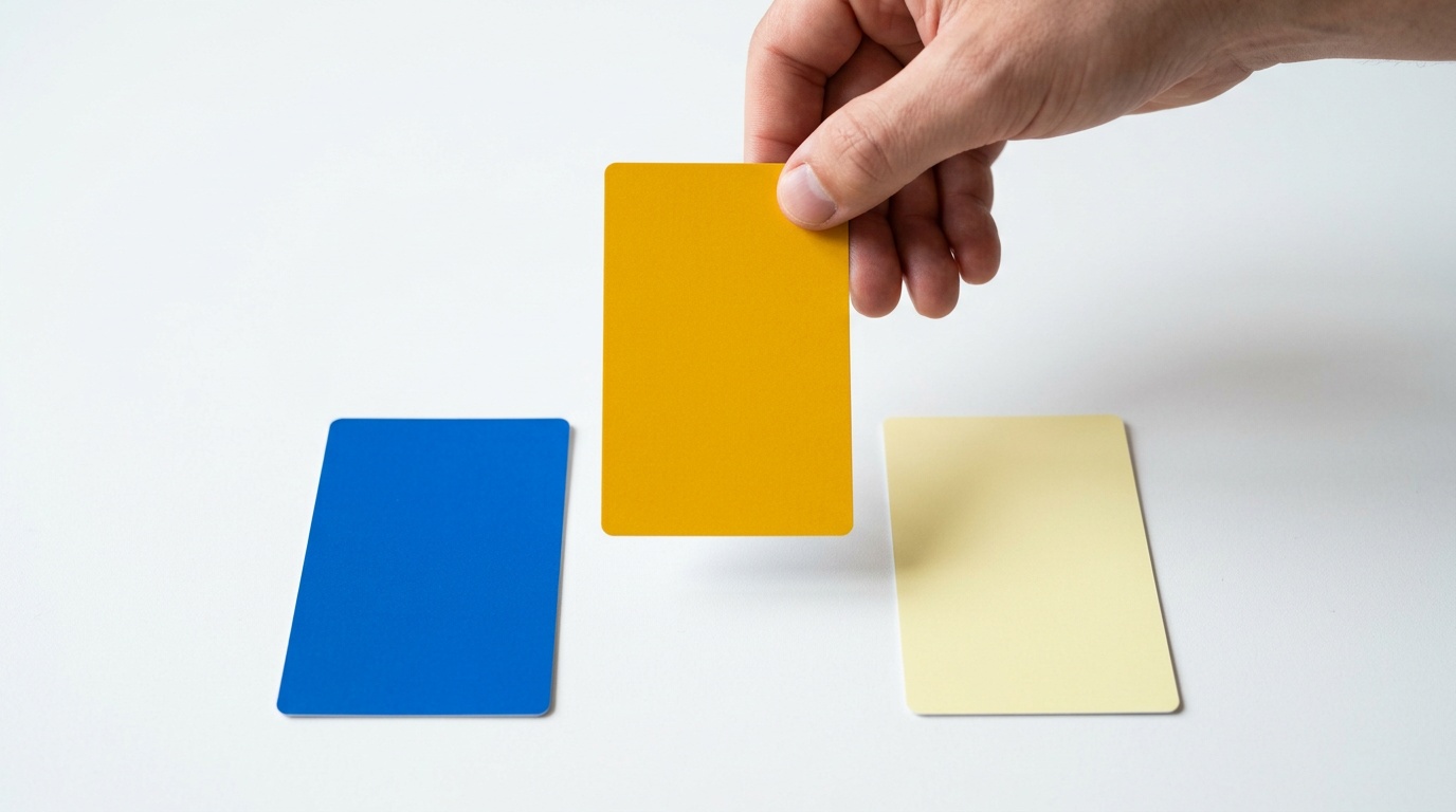 Hand selecting a middle-tier card Hand selecting a middle-tier card